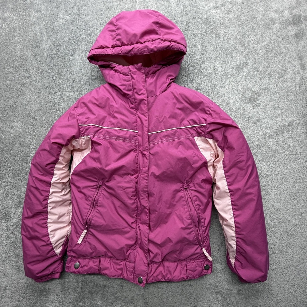 Columbia Jacket Girls Large 14-16 Pink Hooded Full Zip Insulated Ski Coat